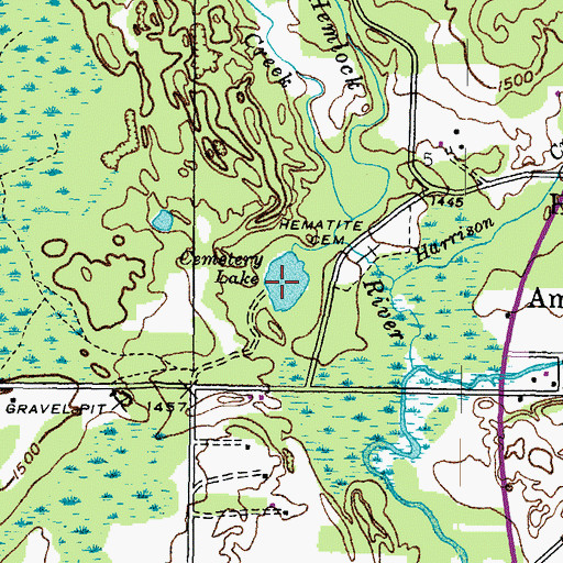 Topographic Map of Cemetery Lake, MI