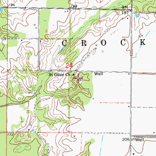 Topographic Map of Saint Olive Cemetery, AR