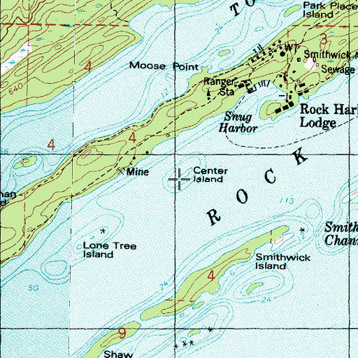 Topographic Map of Center Island, MI