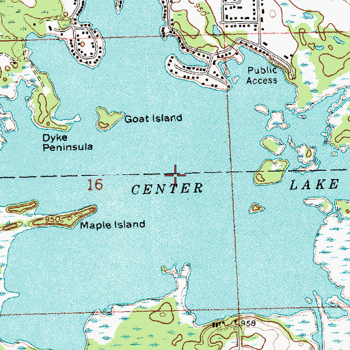 Topographic Map of Center Lake, MI