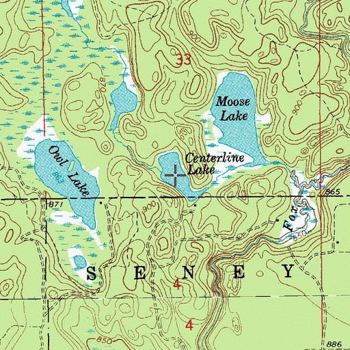 Topographic Map of Centerline Lake, MI