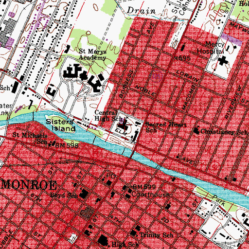 Topographic Map of Saint Mary Catholic Central High School, MI