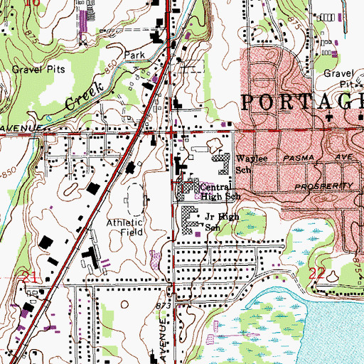 Topographic Map of Central High School, MI