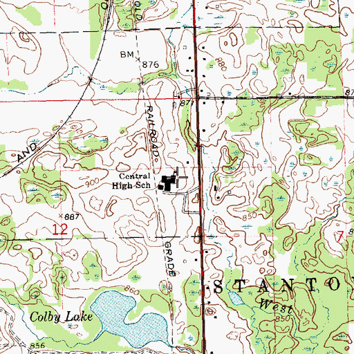 Topographic Map of Central High School, MI