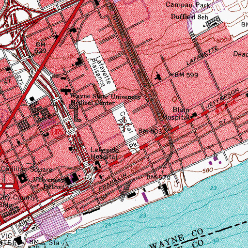 Topographic Map of Central Park, MI