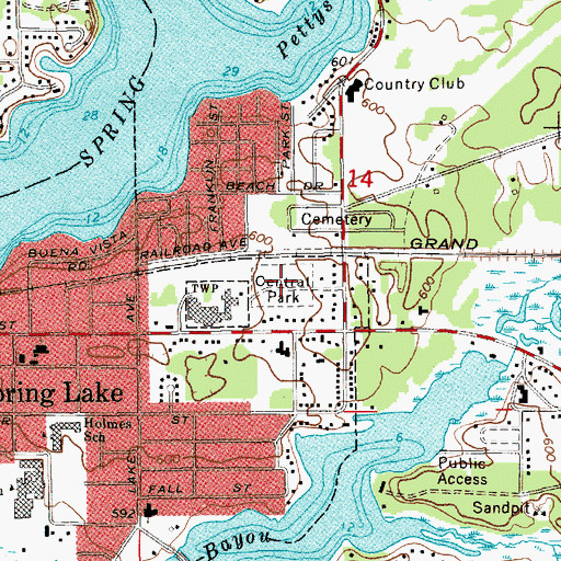 Topographic Map of Central Park, MI