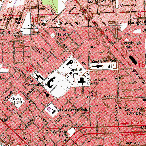 Topographic Map of Central Park, MI
