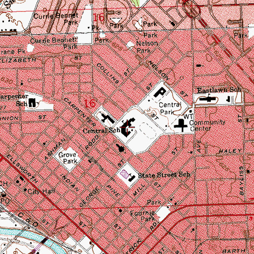 Topographic Map of Central School, MI