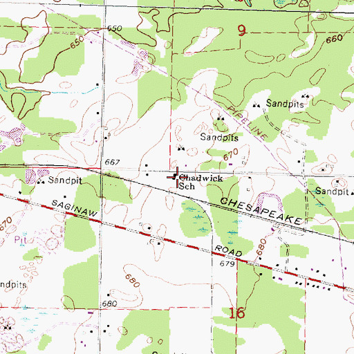 Topographic Map of Chadwick School, MI