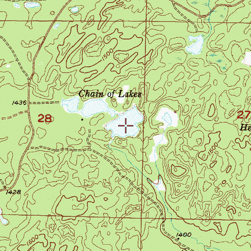 Topographic Map of Chain of Lakes, MI