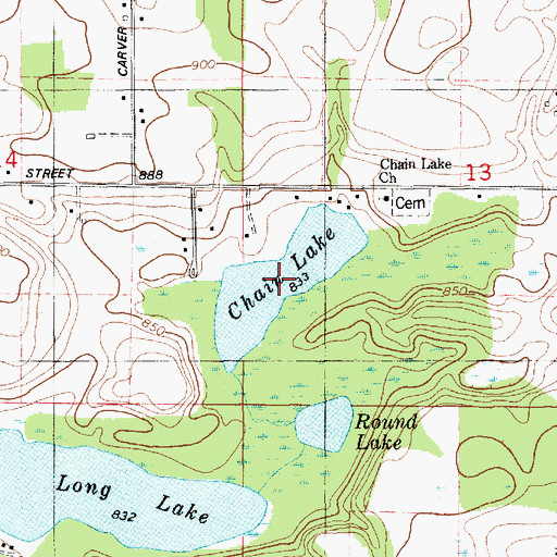 Topographic Map of Chain Lake, MI