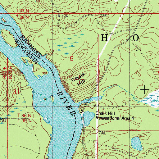 Topographic Map of Chalk Hill, MI