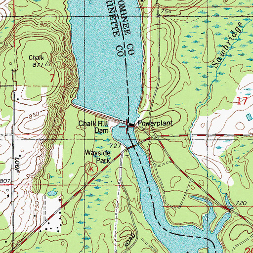 Topographic Map of Chalk Hill Dam, MI