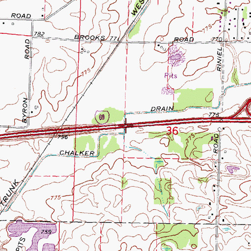 Topographic Map of Chalker Drain, MI
