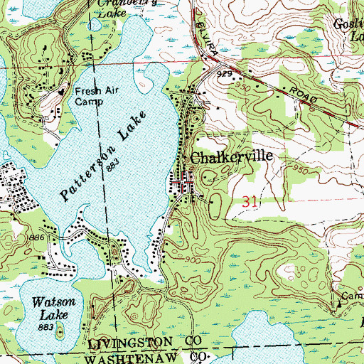 Topographic Map of Chalkerville, MI