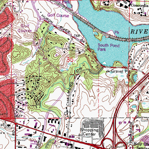 Topographic Map of Chalmers Drain, MI