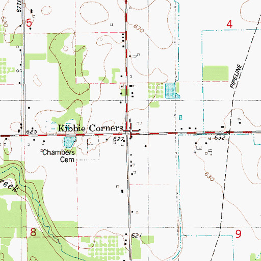 Topographic Map of Kibbie Corners, MI