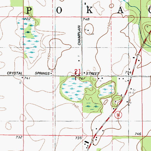 Topographic Map of Champlain School, MI
