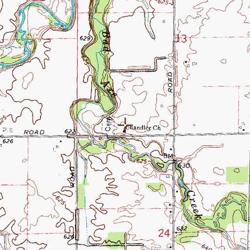 Topographic Map of Chandler Church, MI