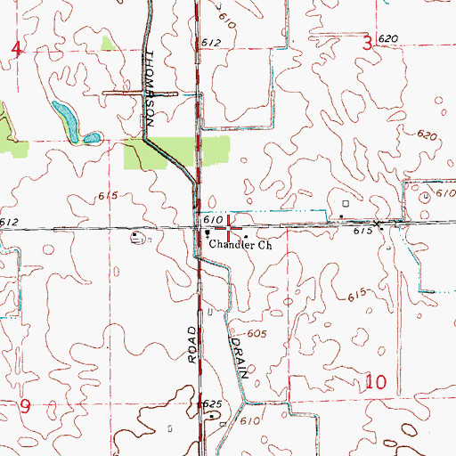 Topographic Map of Chandler Church, MI