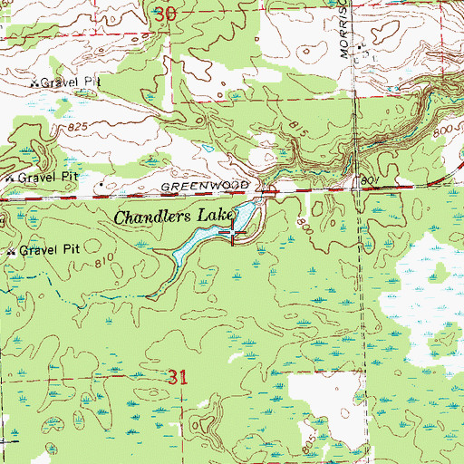 Topographic Map of Chandlers Lake, MI