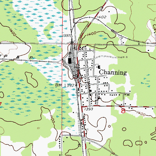 Topographic Map of Channing, MI
