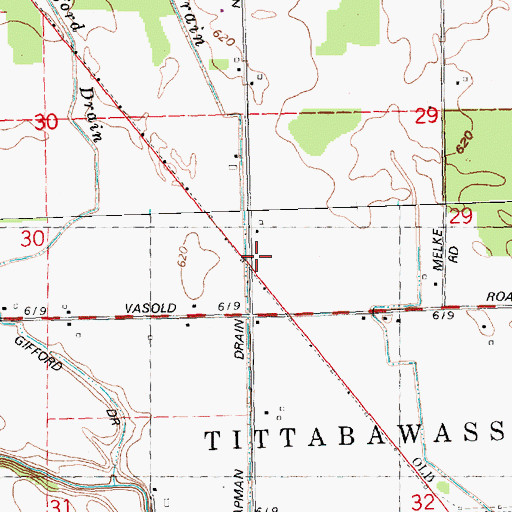Topographic Map of Chapman Drain, MI