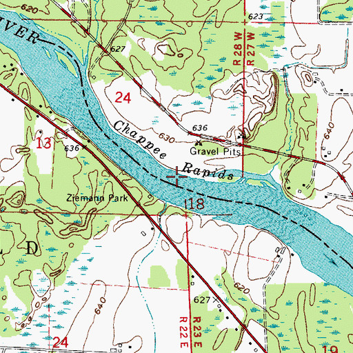 Topographic Map of Chappee Rapids, MI