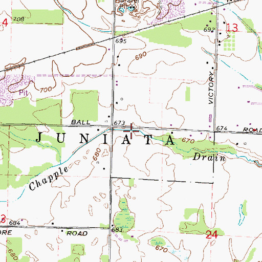 Topographic Map of Chapple Drain, MI