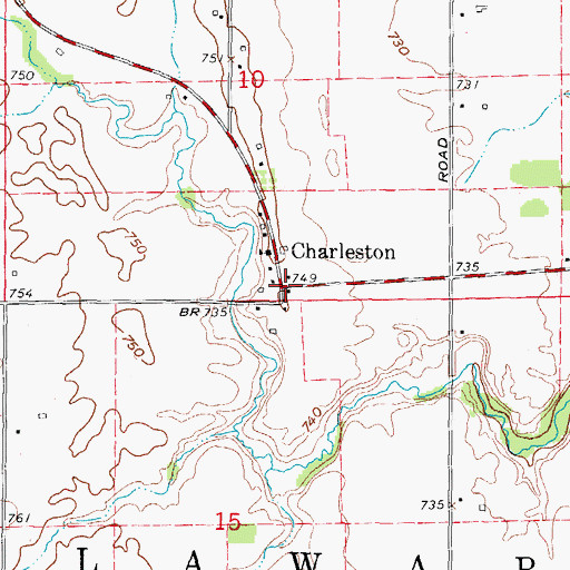 Topographic Map of Charleston, MI