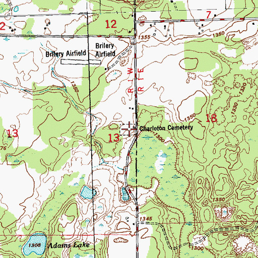 Topographic Map of Charleton Cemetery, MI
