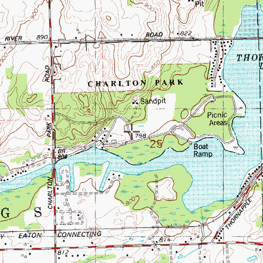 Topographic Map of Charlton Park, MI