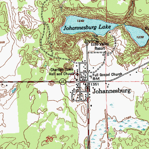 Topographic Map of Charlton Town Hall and Church, MI