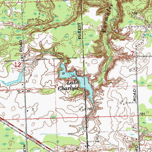 Topographic Map of Lake Charlyle, MI