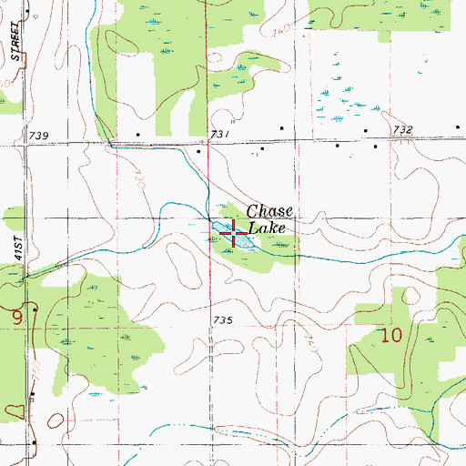 Topographic Map of Chase Lake, MI