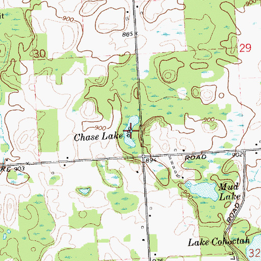 Topographic Map of Chase Lake, MI