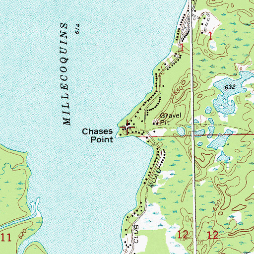 Topographic Map of Chases Point, MI
