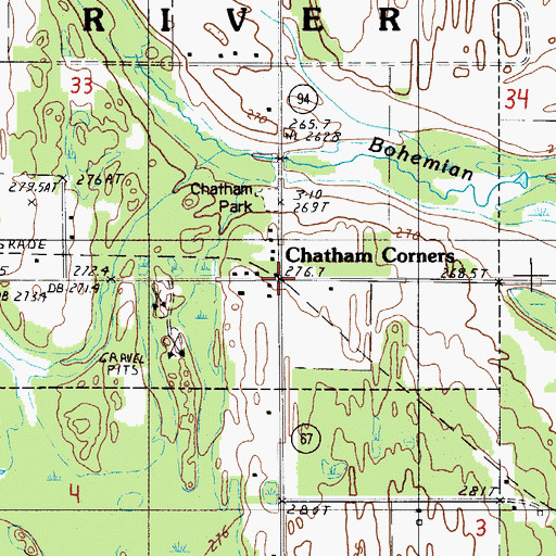 Topographic Map of Chatham Corners, MI