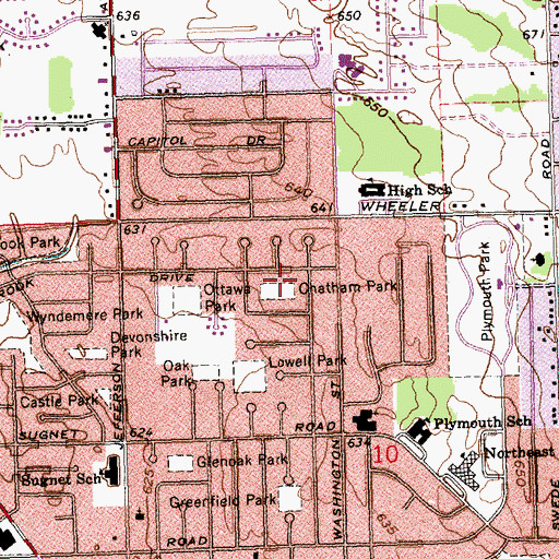 Topographic Map of Chatham Park, MI