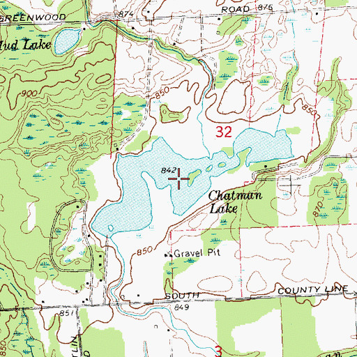 Topographic Map of Chatman Lake, MI