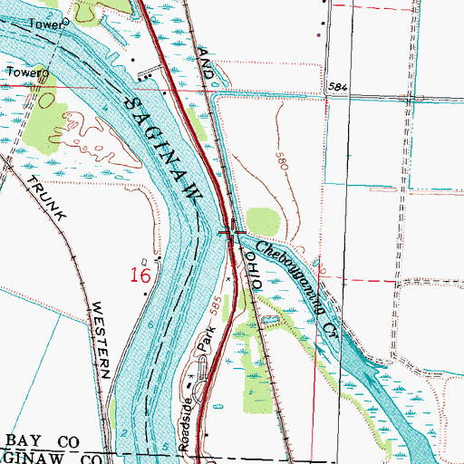Topographic Map of Cheboyganing Creek, MI
