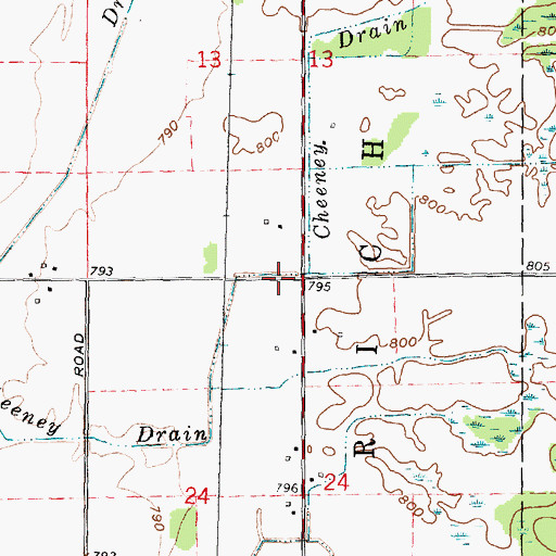 Topographic Map of Cheeney Drain, MI