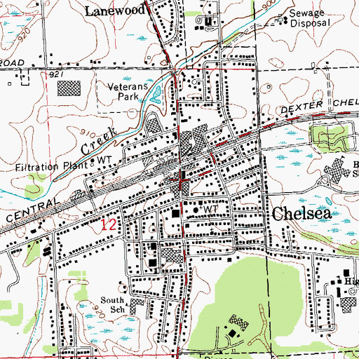 Topographic Map of Chelsea, MI