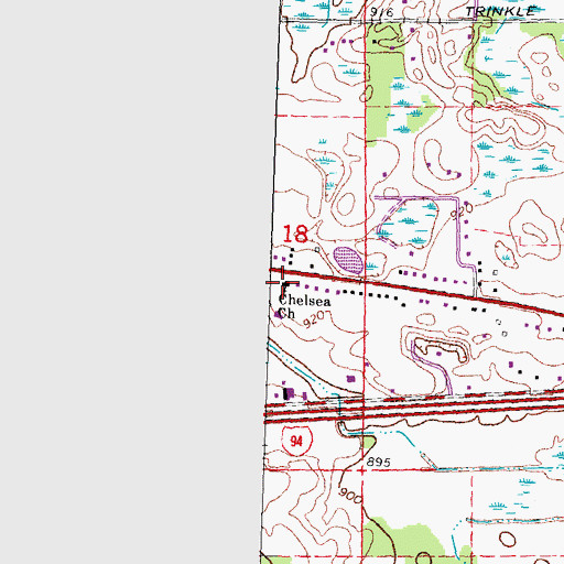 Topographic Map of Chelsea Church, MI