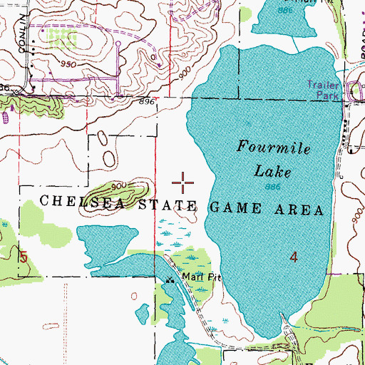 Topographic Map of Chelsea State Game Area, MI