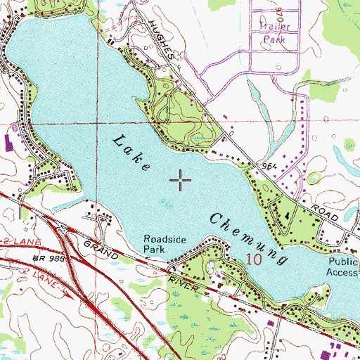 Topographic Map of Lake Chemung, MI