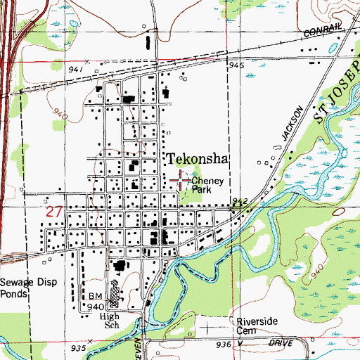Topographic Map of Cheney Park, MI