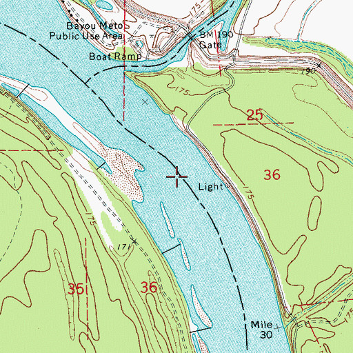 Topographic Map of Thedford Bend, AR