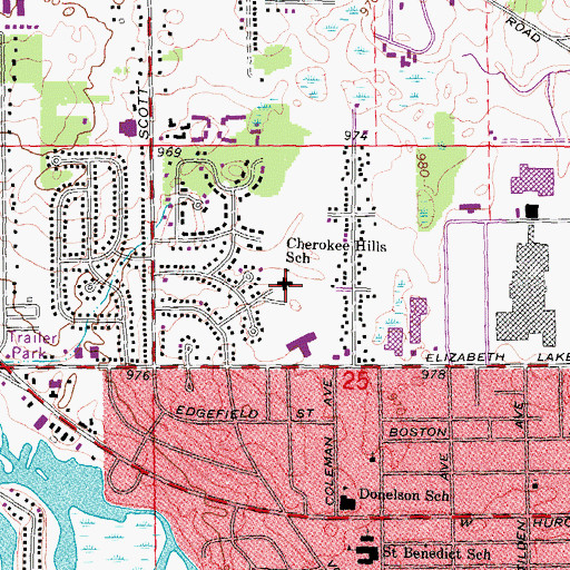 Topographic Map of Cherokee Hills School, MI