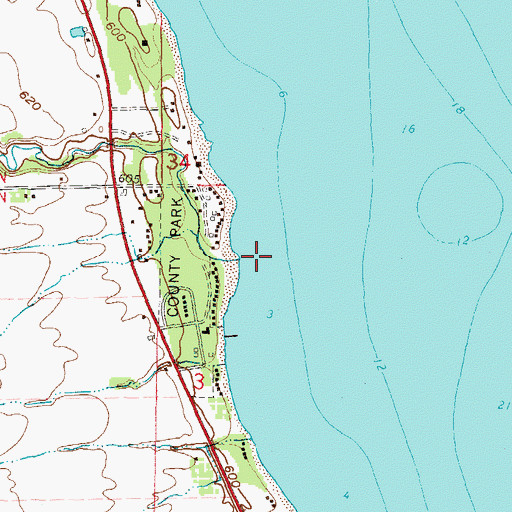 Topographic Map of Cherry Creek, MI